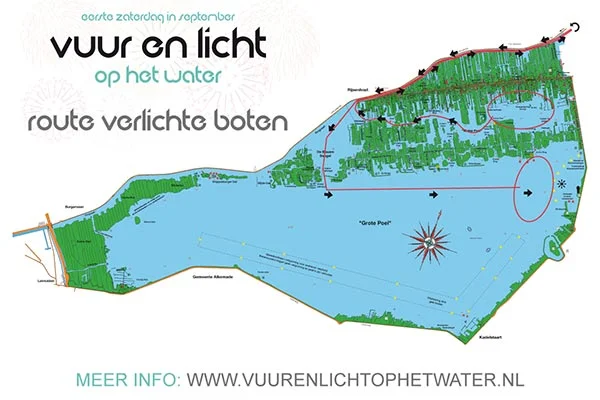 Route verlichte botenshow - Vuur en Licht op het Water Route verlichte botenshow - Vuur en Licht op het Water